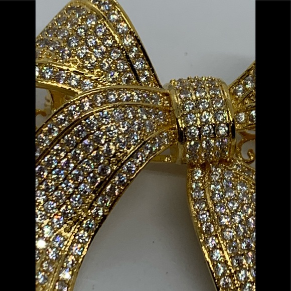Bow Bowknot Bling CZ Pin Brooch Necklace - Picture 8 of 8